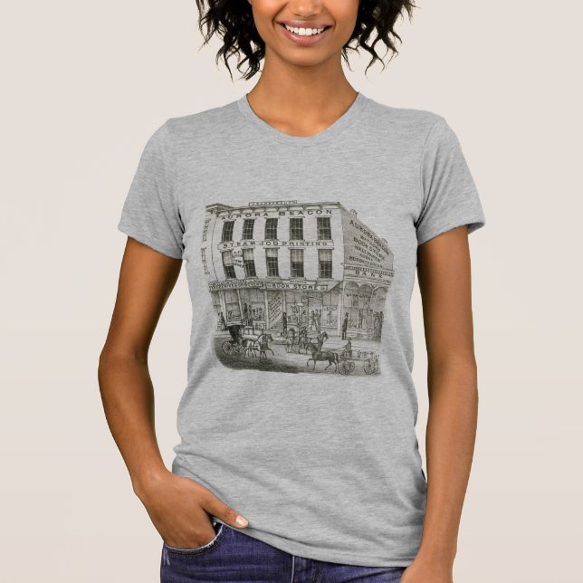 Aurora Illinois Aurora Beacon News 1871 Stone Lith T-Shirt (Vorderseite)