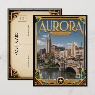 Aurora Illinois Vintage Art Deco Golden Age Postkarte