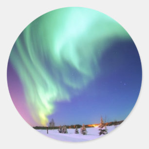 Aurora in Bear See Runder Aufkleber