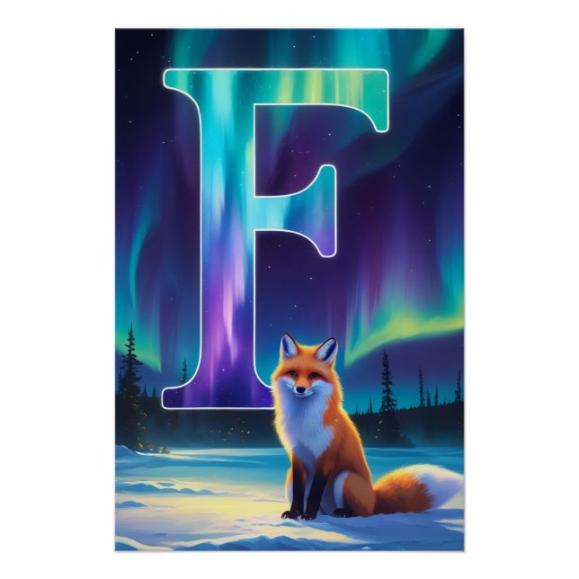 Aurora Letter F Poster | Nordlicht Kunstprint (Vorderseite)