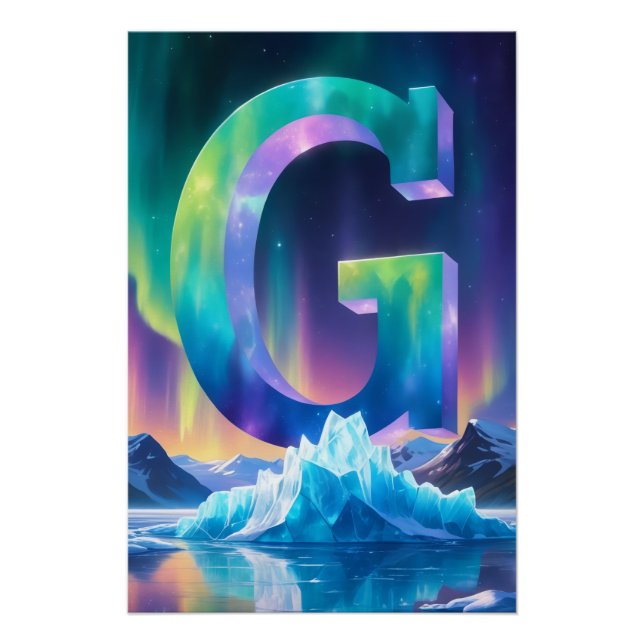 Aurora Letter G Poster | Northern Lights Art Print (Vorderseite)