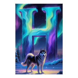 Aurora Letter H Poster | Northern Lights Art Print