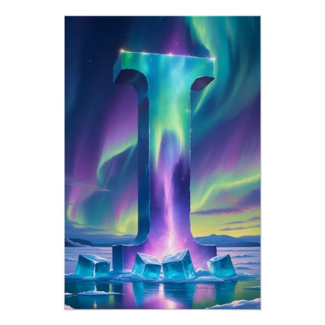 Aurora Letter I Poster | Northern Lights Art Print (Vorderseite)