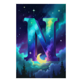 Aurora Letter N Poster | Kunst der Nordlichter