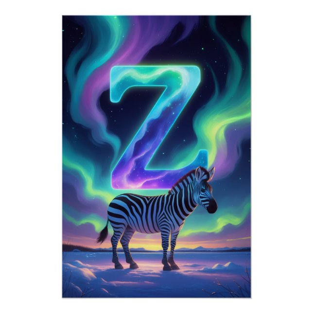 Aurora Letter Z Poster | Northern Lights Art (Vorderseite)