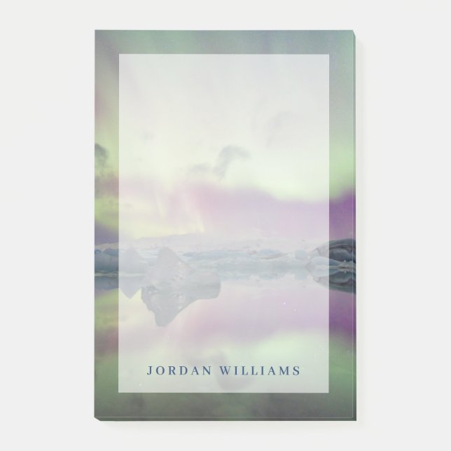 Aurora Lights Reflect Lagoon | Island Post-it Klebezettel (Vorderseite)