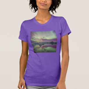 Aurora Lights Reflect Lagoon Island T-Shirt