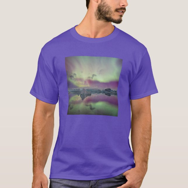 Aurora Lights Reflect Lagoon | Island T-Shirt (Vorderseite)