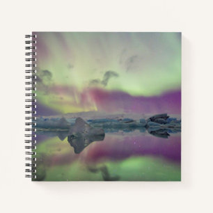 Aurora Lights Reflect Lagoon   Notizbuch