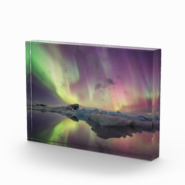 Aurora Lights Reflektion in Lagoon Fotoblock (Rechts)