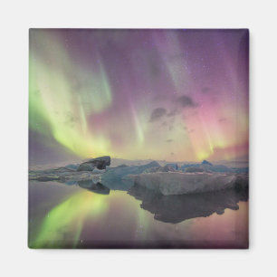 Aurora Lights Reflektion in Lagoon Magnet