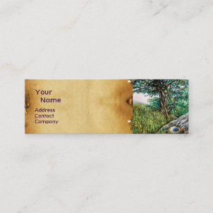 AURORA/MAGIC TREE, grün, blau, Pergament Mini Visitenkarte