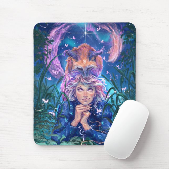 Aurora & Magicfox – Fantasy Night Under the Stars Mousepad (Mit Mouse)