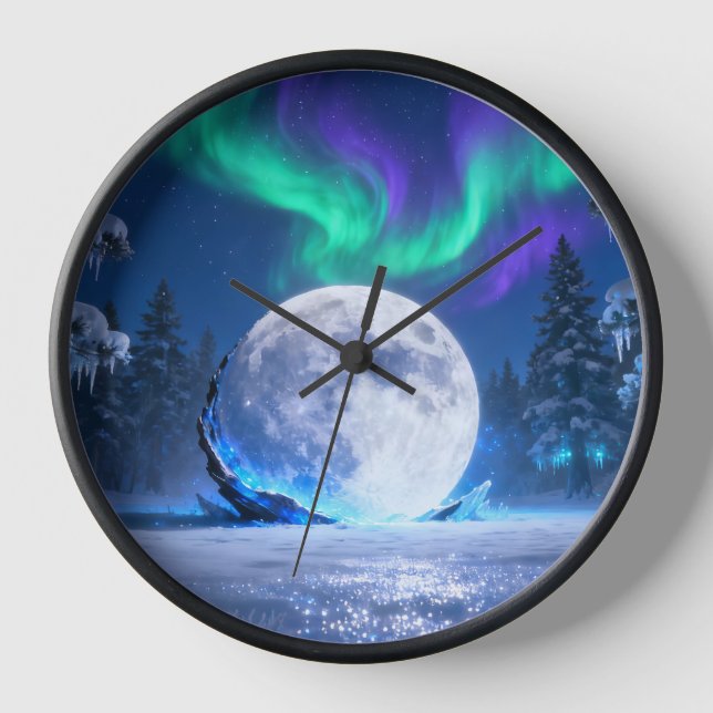 Aurora-Mond-Wanduhr Uhr (Vorderseite)