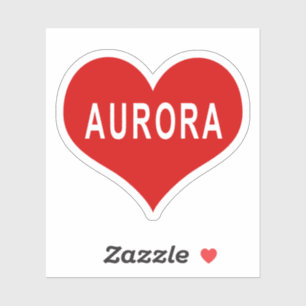 AURORA NAME Red Liebe Heart Vinyl Sticker