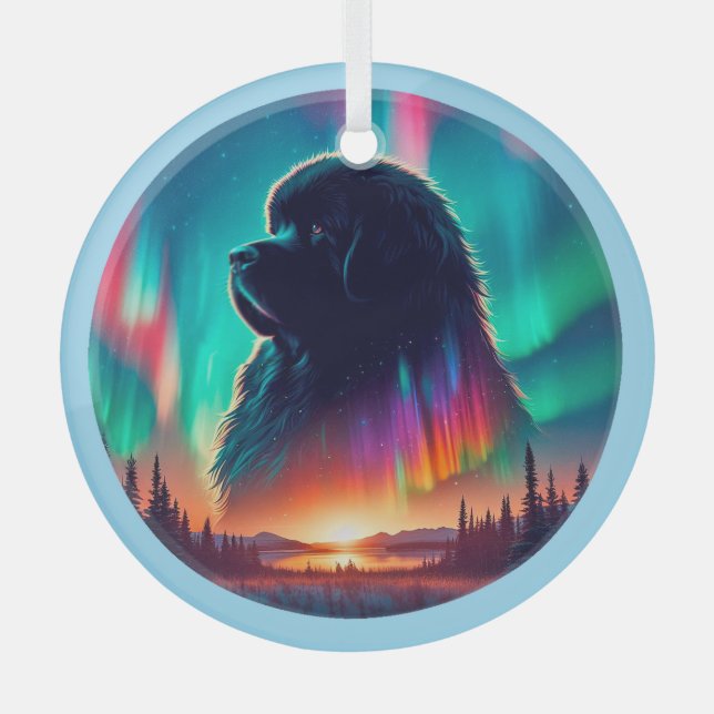 Aurora Newfoundland-Hunde-Ornament  Ornament Aus Glas (Vorderseite)