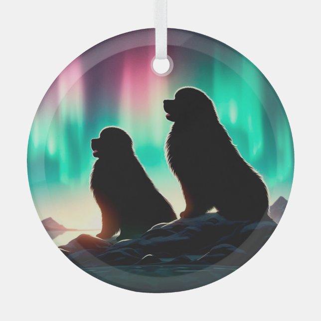 Aurora Newfundlands Circle Ornament Aus Glas (Vorderseite)