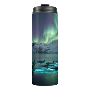 Aurora Orcas Arktische Nacht Vollumwickelter Therm Thermosbecher