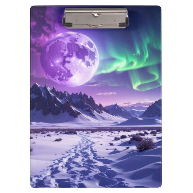 Aurora Peaks – Fantasy Dragon Night Sky Desk Mat Klemmbrett (Vorderseite)