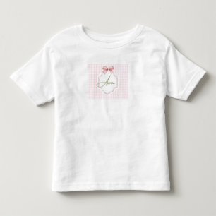 Aurora Personalisiert Pink Bow & Gingham Print Kleinkind T-shirt