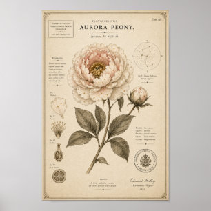Aurora-Pfingstrose Victorian Botanical Museum Druc Poster