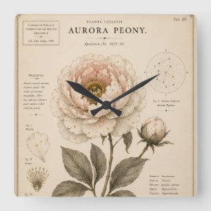 Aurora-Pfingstrose Victorian Botanical Museum Druc Quadratische Wanduhr