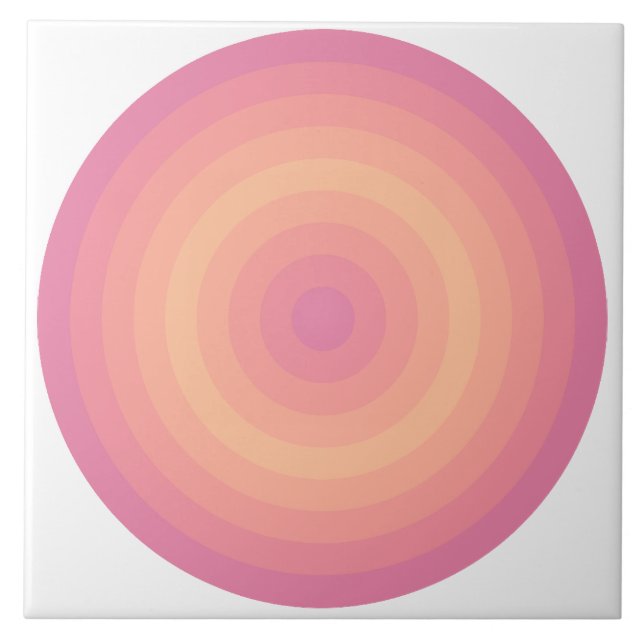 Aurora Pink Fuzzy Peach Circles Keramik Tile Fliese (Vorderseite)