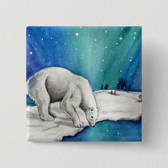 Aurora Polar Bear Button (Vorderseite)