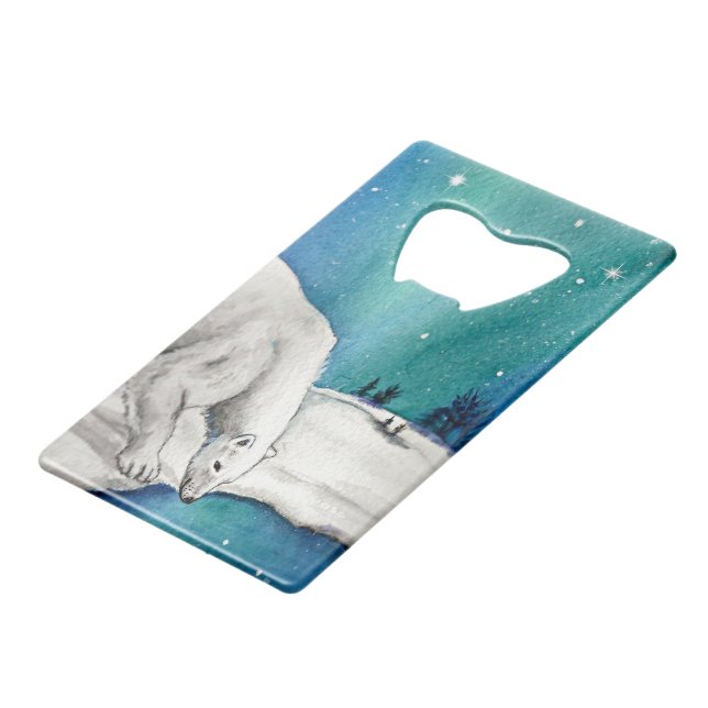 Aurora Polar Bear Geldbeutel Flaschenöffner (Vorderseite Schrägansicht)