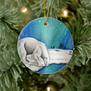 Aurora Polar Bear Keramik Ornament
