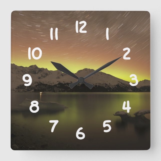 Aurora Quadratische Wanduhr (Vorderseite)