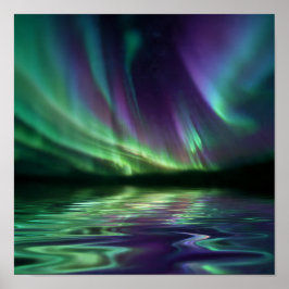 Aurora Reflection mesmerisierend - Fjord Wasser De Poster