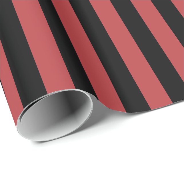 Aurora-Rot-Schwarz gestreift Geschenkpapier (Rolleneckpunkt)