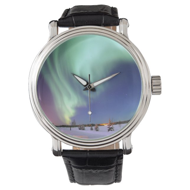 Aurora - Schöne Nordlichter Armbanduhr (Vorderseite)