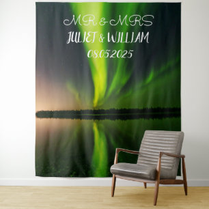 Aurora Script Mr. & Mrs. Wedding Backdrop Banner Wandteppich