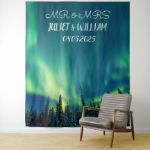 Aurora Script Mr. & Mrs. Wedding Backdrop Banner