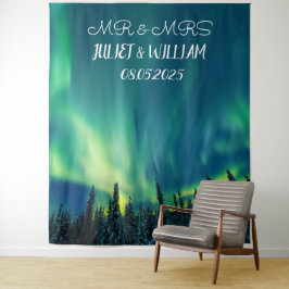 Aurora Script Mr. & Mrs. Wedding Backdrop Banner Wandteppich