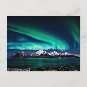 Aurora Sky Lights Snow Mountain Lake Postkarte