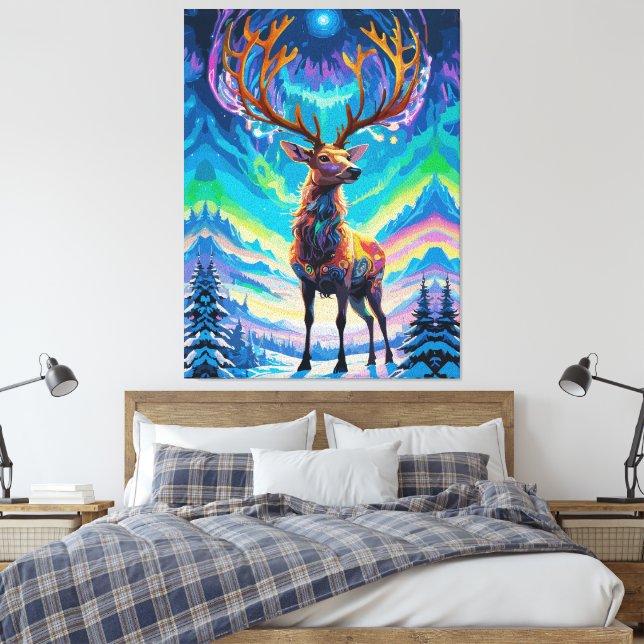 Aurora Stag: Magie in der Nacht Leinwanddruck (Insitu (Schlafzimmer))