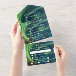 Aurora Starry Night Stars Sky Wedding All in one a Einladung