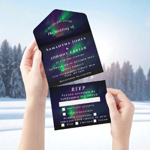 Aurora Starry Night Stars Sky Wedding All in One I All In One Einladung