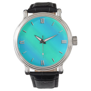 Aurora Streifen - blau, aqua, türkis Armbanduhr