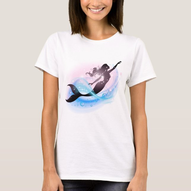 Aurora Tide Mermaid – Dreamy Feminine Ocean Art T-Shirt (Vorderseite)