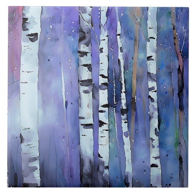Aurora unter der Birke Fliese (Vorderseite)