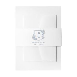 [AURORA] Vintage Dusty Blue Wappen Monogram Weddin Einladungsbanderole
