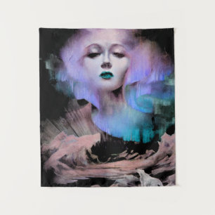 Aurora von Clive Henry blau Türkis lila Nacht Wandteppich