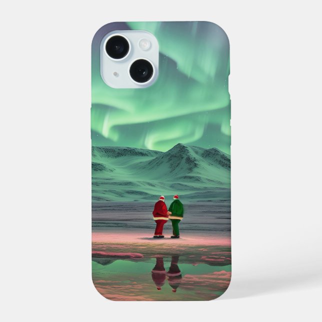 Aurora Weihnachten iPhone 15 Hülle (Rückseite)