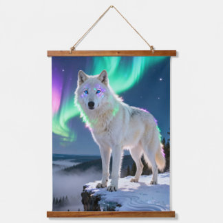 Aurora Wolf Leinwanddruck: Eine majestätische Wint Wandteppich Mit Holzrahmen