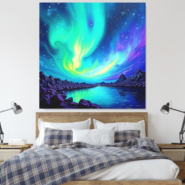 Auroras magisches nächtliches Sky-Tanzdesign Leinwanddruck (Insitu (Schlafzimmer))
