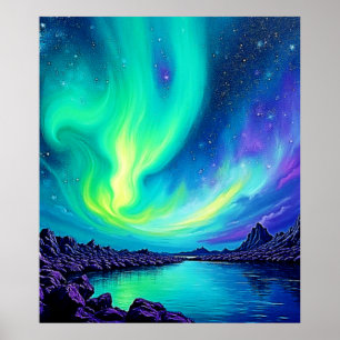 Auroras magisches nächtliches Sky-Tanzdesign Poster